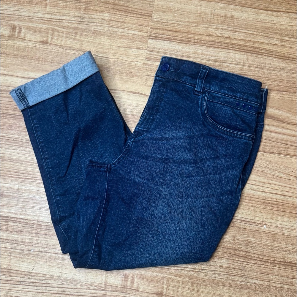 Chico's Blue Ankle Cropped Jeans with Rolled Cuffs Size 8